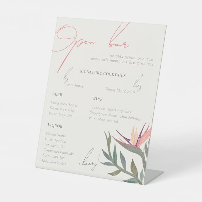 Signe De Table Symbole de Lovebirds dans Paradise Bar (Recto)