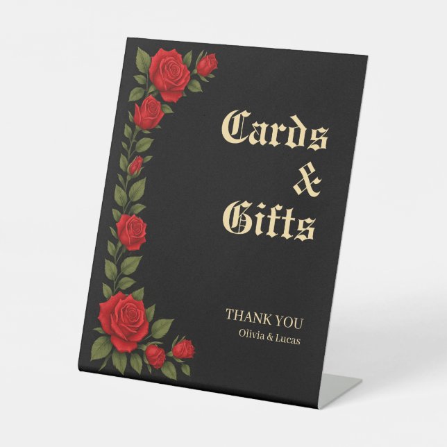 Signe De Table Symbole de mariage gothique rose Cartes et cadeaux (Recto)