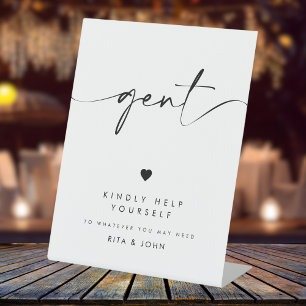 Signe De Table Symbole de mariage moderne chic Gents Salle de bai