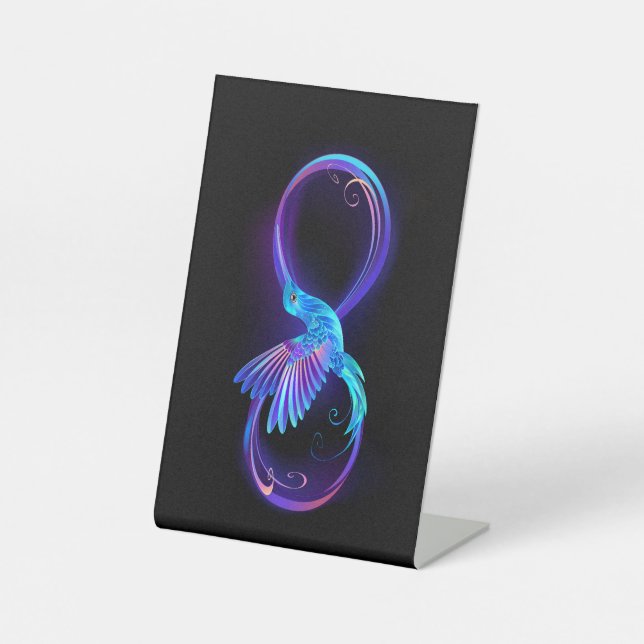 Signe De Table Symbole de Neon Infinity par Glowing Hummingbird (Recto)