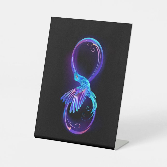 Signe De Table Symbole de Neon Infinity par Glowing Hummingbird (Recto)
