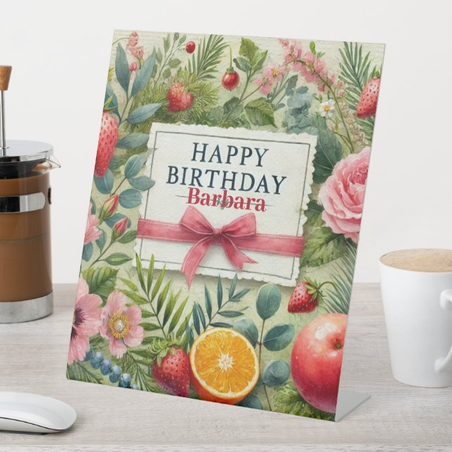 Signe De Table SYMBOLE DE POUSSIÈRE PERSONNALISÉ Joyeux Anniversa (In SItu)