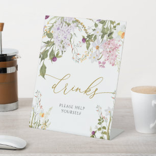 Signe De Table Symbole des boissons de douche Meadow Fleurs sauva