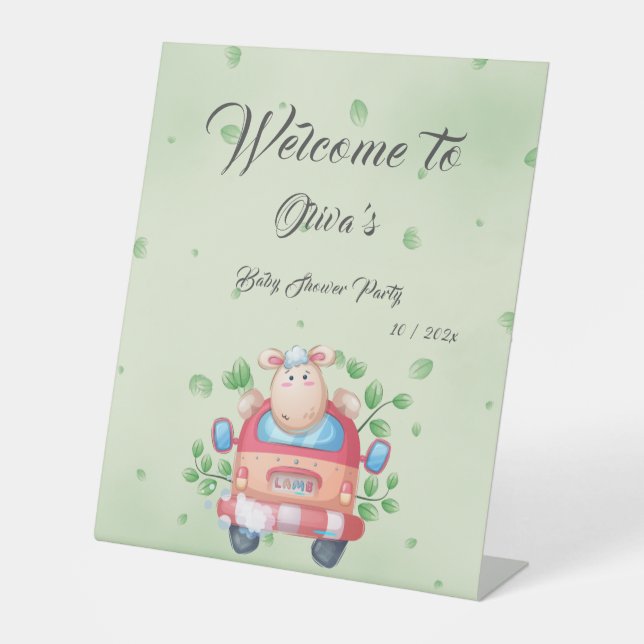 Signe De Table Symbole du Baby shower de l'agneau de bébé mignon (Recto)