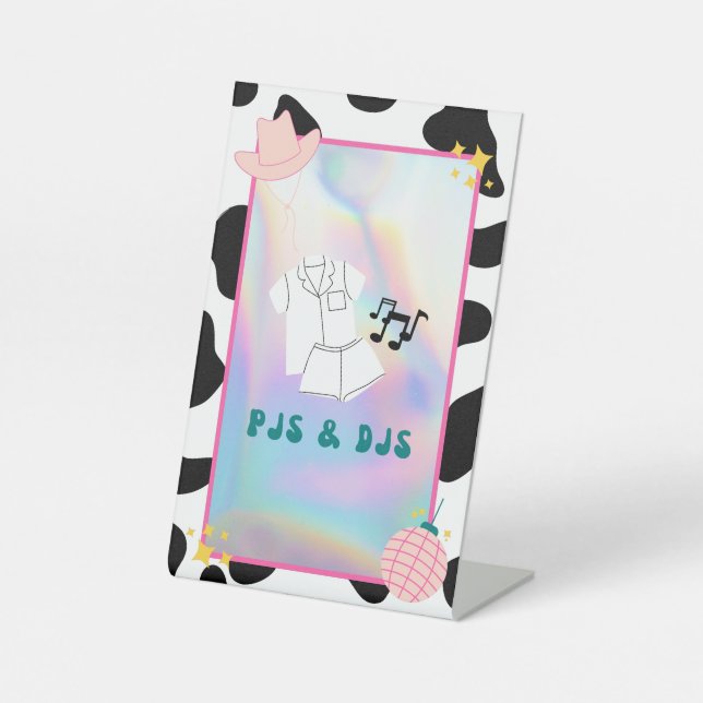 Signe De Table Symbole du Disco Cowgirl Bach Party "PJ & DJ" (Recto)