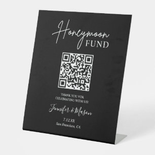 Signe De Table Symbole du fonds de lune de miel, QR Code Honeymoo