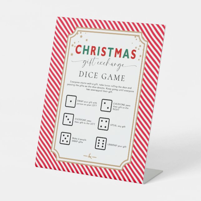 Signe De Table Symbole du jeu d'échange de dés de Noël Rouge Fest (Recto)