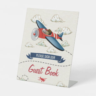 Signe De Table Symbole du livre d'invité de l'avion vintage