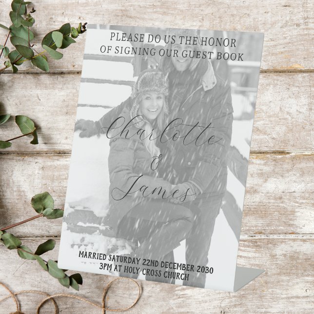 Signe De Table Symbole du livre d'invité Just Married Photo (Créateur téléchargé)