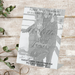 Signe De Table Symbole du livre d'invité Just Married Photo