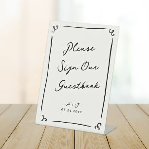 Signe De Table Symbole du livre d'or Mariage tiré à la main