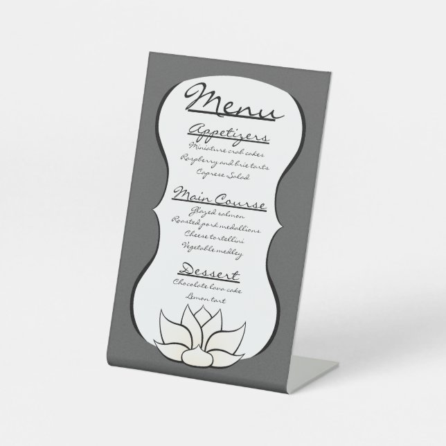Signe De Table Symbole du Lotus en Pewing-et-White (Recto)
