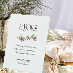 Signe De Table Symbole du mariage d'hiver Holly et Berries Favors