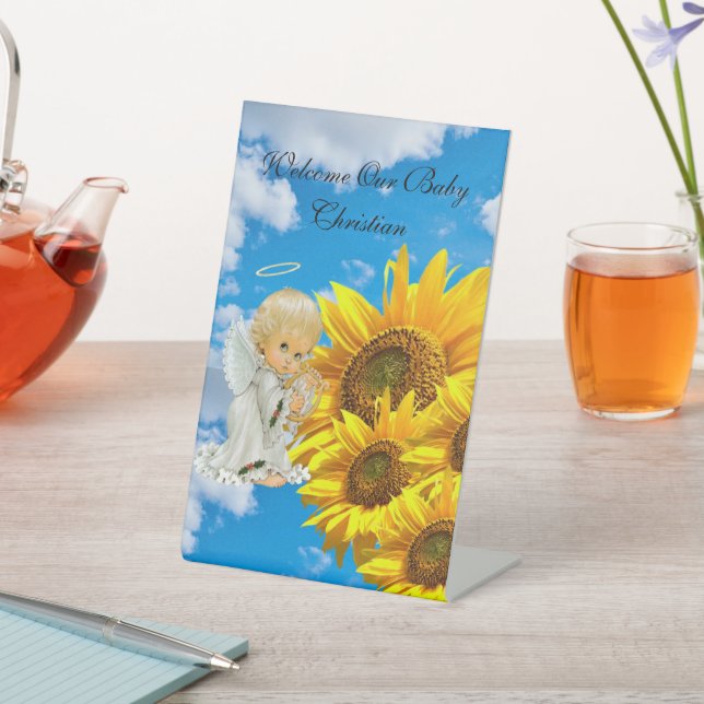 Signe De Table Symbole du pupitre fleuri de l'ange de tournesol (In SItu)