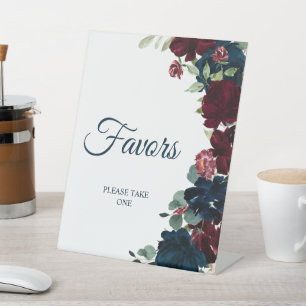 Signe De Table Symbole Elégant Burgundy & Navy Blue Shower Favors