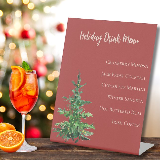 Signe De Table Symbole Festif Arbre de Noël Vacances Boisson (Festive Christmas Tree Holiday Drink Pedestal Sign
)