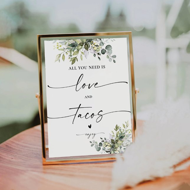 Signe De Table Symbole Fête des mariées de verdure Amour et Tacos (Créateur téléchargé)