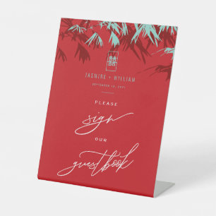 Signe De Table SYMBOLE Feuille Mariage chinois Aqua Bamboo Livre