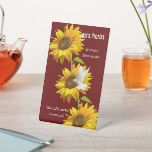 Signe De Table Symbole floral de tournesol Dove