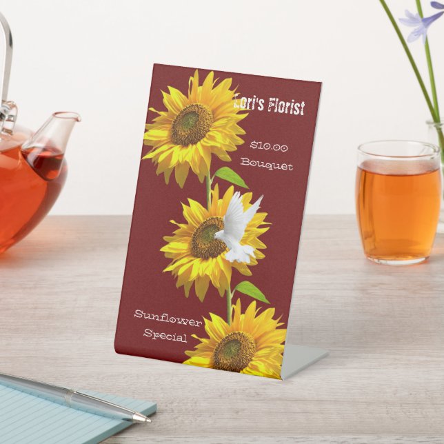 Signe De Table Symbole floral de tournesol Dove (In SItu)