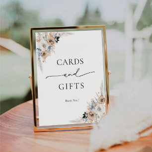 Signe De Table Symbole floral Ivory And Blue Boho Cartes et cadea
