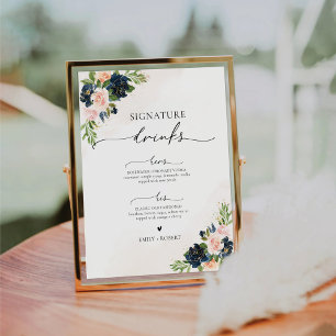 Signe De Table Symbole floral Marine & Blush Rose