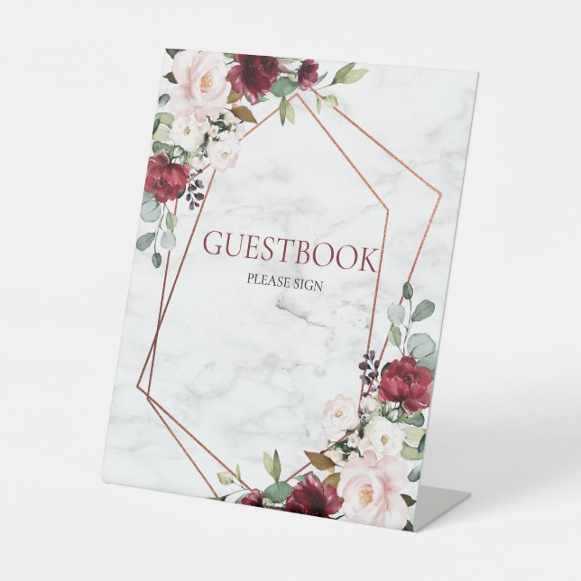 Signe De Table Symbole géométrique du livre d'or en marbre de Bou (Recto)