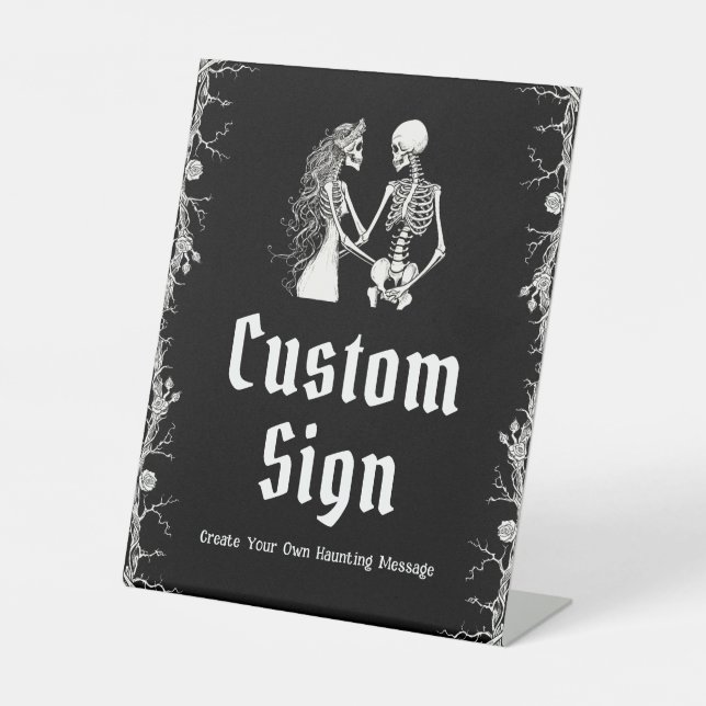 Signe De Table Symbole Gothique Noir Halloween Squelette personna (Recto)