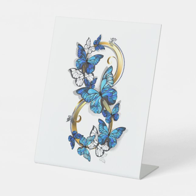 Signe De Table Symbole infini de papillons Morpho bleus (Recto)