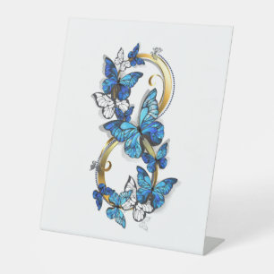 Signe De Table Symbole infini de papillons Morpho bleus