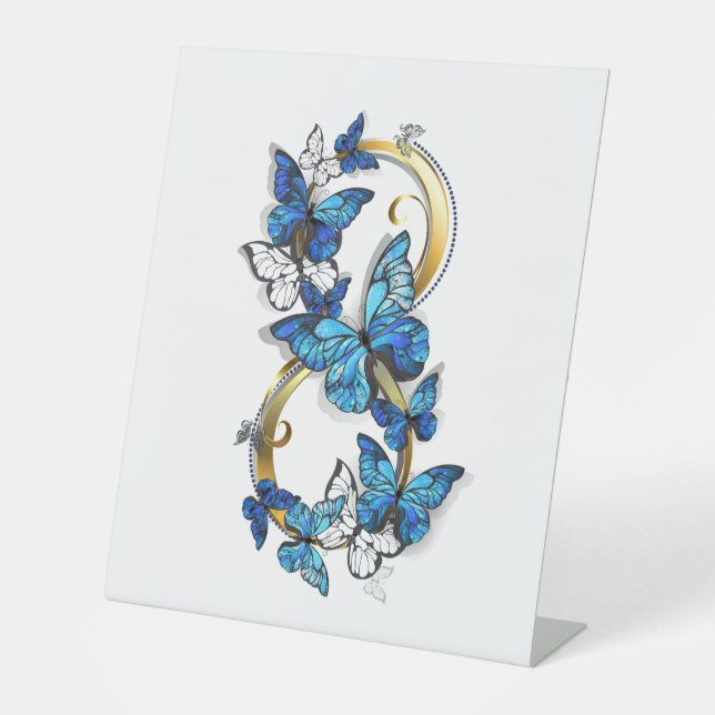 Signe De Table Symbole infini de papillons Morpho bleus (Recto)