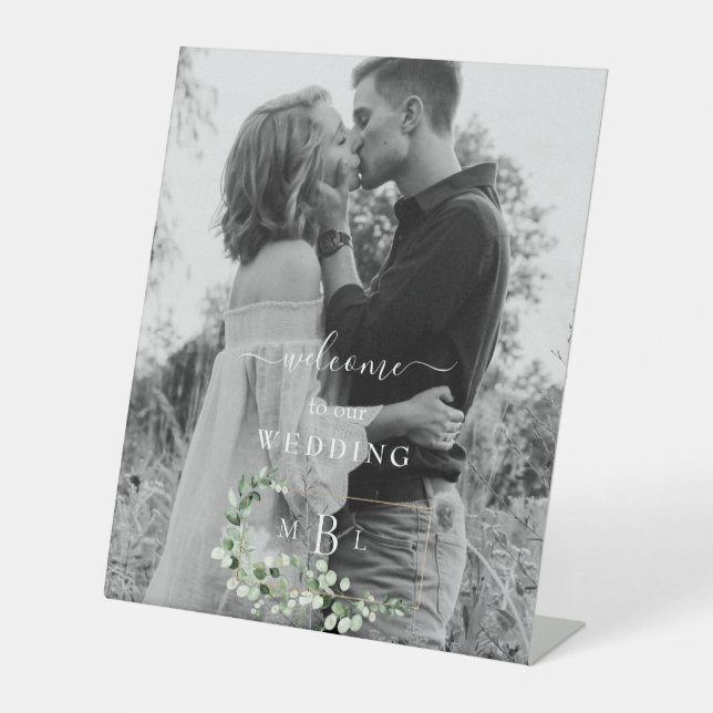 Signe De Table Symbole Mariage de bienvenue du Monogramme d'or et (Recto)