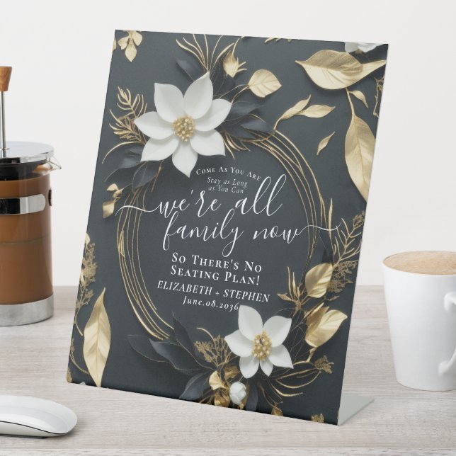 Signe De Table Symbole Mariage de la couronne fleurie or blanc ch (In SItu)