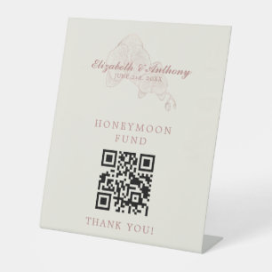 Signe De Table SYMBOLE Mariage Élégant QR Code Honeymoon Fund