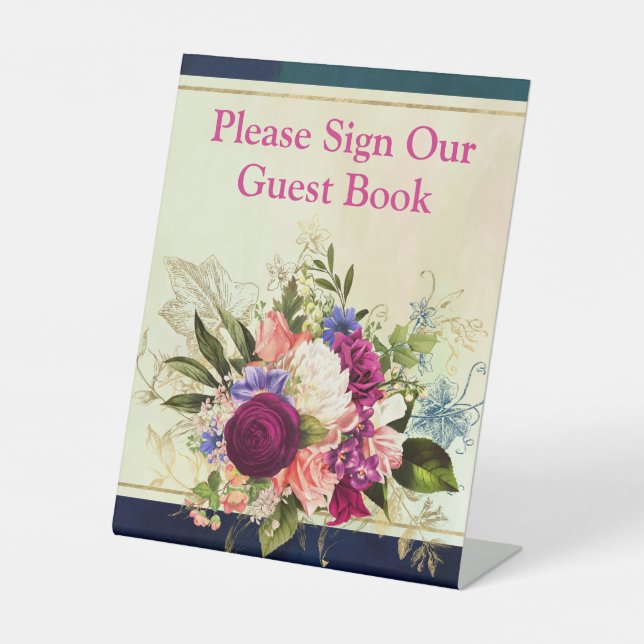 Signe De Table SYMBOLE Mariage turquoise, Marine, Vert, Gold Flor (Recto)