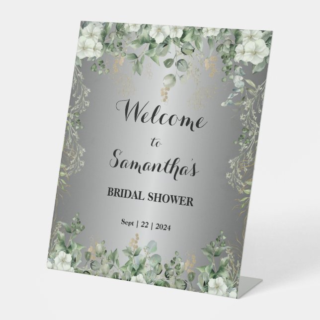 Signe De Table Symbole métallique Gold & Green Botanical Pedestal (Recto)