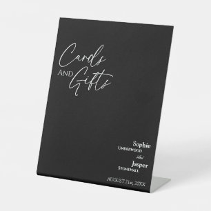 Signe De Table Symbole moderne classique Noir de mariage Cartes e
