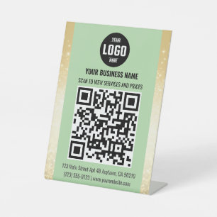 Signe De Table Symbole numérique du code QR Green & Gold Business