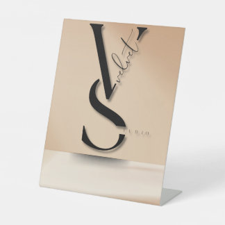 Signe De Table Symbole numérique moderne du Monogramme noir "VS"