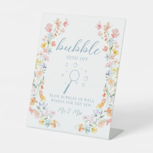 Signe De Table Symbole Pastel Coloré Fleur sauvage Mariage Bulle