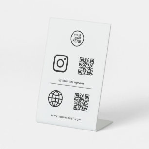 Signe De Table Symbole QR de l'icône des médias sociaux