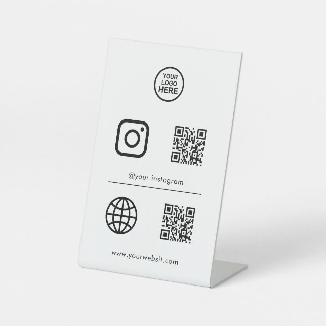Signe De Table Symbole QR de l'icône des médias sociaux (Recto)