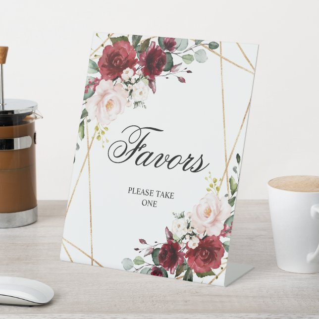 Signe De Table Symbole Rouge rose & Bourgogne Rose Douche Faveurs (In SItu)