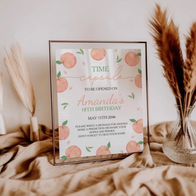 Signe De Table Symbole Sweet As Peach Birthday Heure Capsule (Créateur téléchargé)