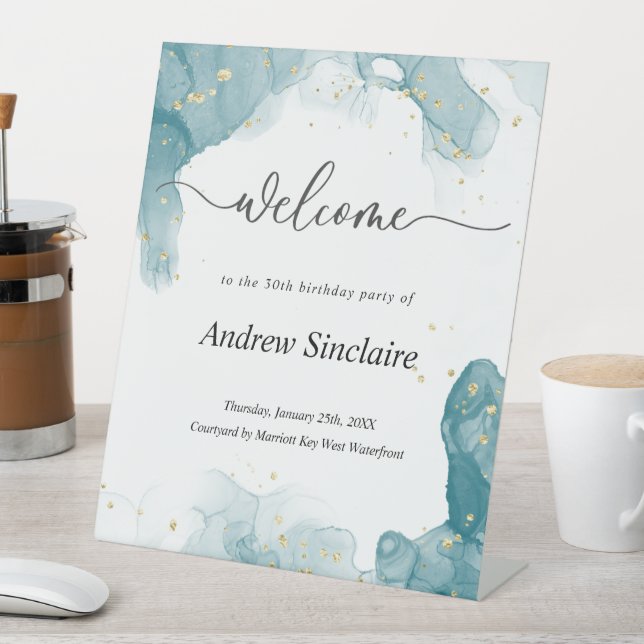 Signe De Table Symbole turquoise et Gold Welcome Party (In SItu)