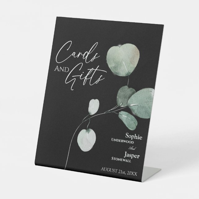 Signe De Table Symbole vert moderne Black Wedding Cartes et Cadea (Recto)