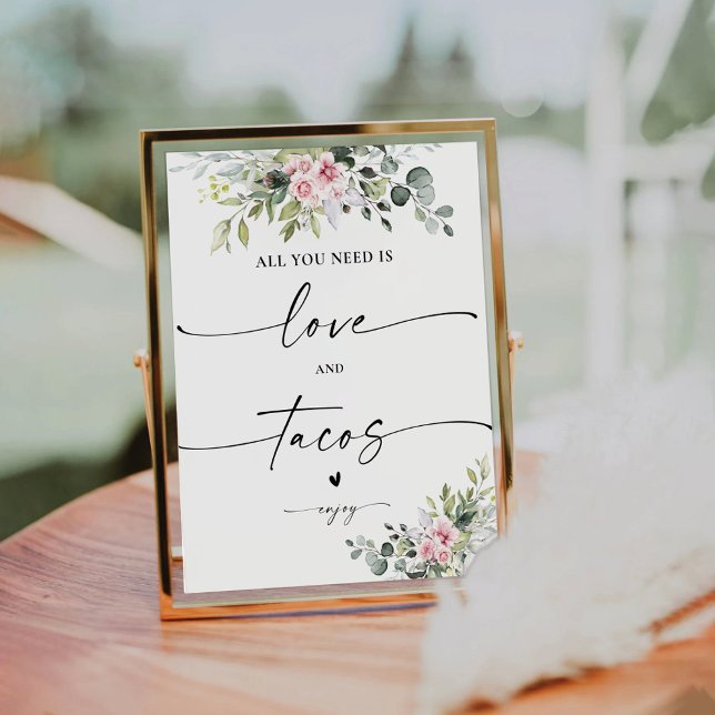 Signe De Table Symbole vert pâle Aimer et Tacos (Créateur téléchargé)
