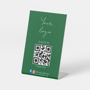 Signe De Table Symbole vert professionnel Code QR Signal Pedestal