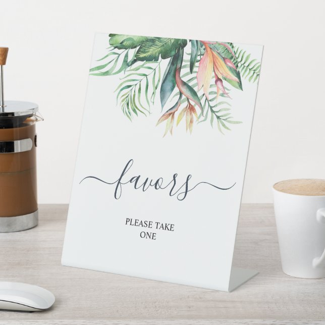 Signe De Table Symbole vert tropical Fleurs Douche Faveurs (In SItu)