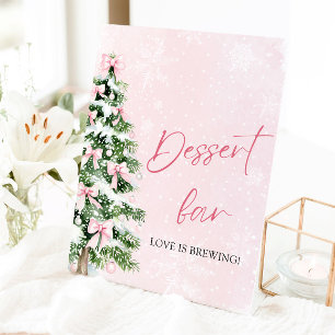 Signe De Table Sympa Pink Bows Christmas Tree Dessert Bar Sign